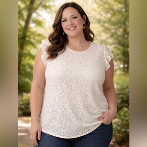 Ann Taylor Cream Lace Blouse / plus size XL